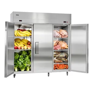 VEVOR Commercial Refrigerator and Freezer Combo 72W, 51 Cu. Ft Stainless Steel Upright Freezer/Refrigerator with Three Doors, Auto-Defrost, 9 Adjustable Shelves, UL Certified