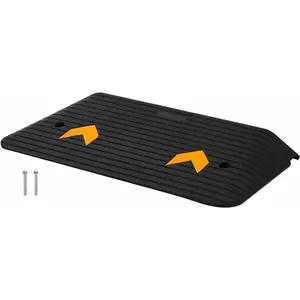 Garvee 4" Rise Heavy Duty Rubber Threshold Ramp for Doorway with 33000LBS Capacity, Non-Slip Textured Surface, Portable Driveway Curb Ramp Ideal for Wheelchair and Scooter Access