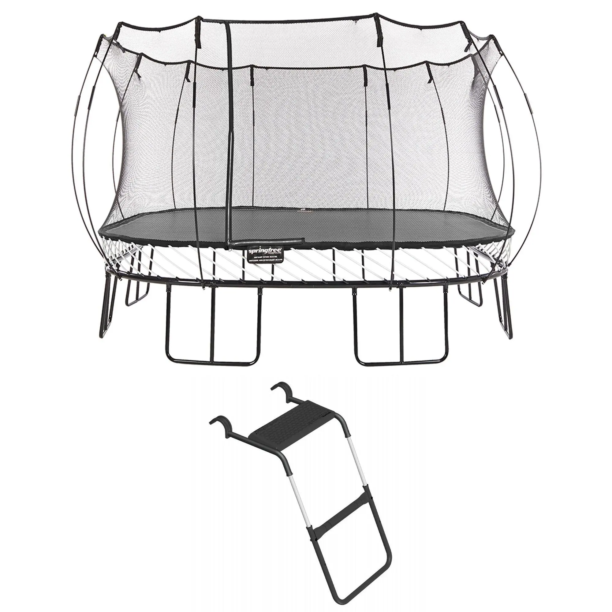 Springfree Trampoline Kids Square 13 Ft Trampoline & FlexrStep V2 Safety Ladder Springfree Trampoline Kids Square 13 Ft Trampoline & FlexrStep V2 Safety Ladder