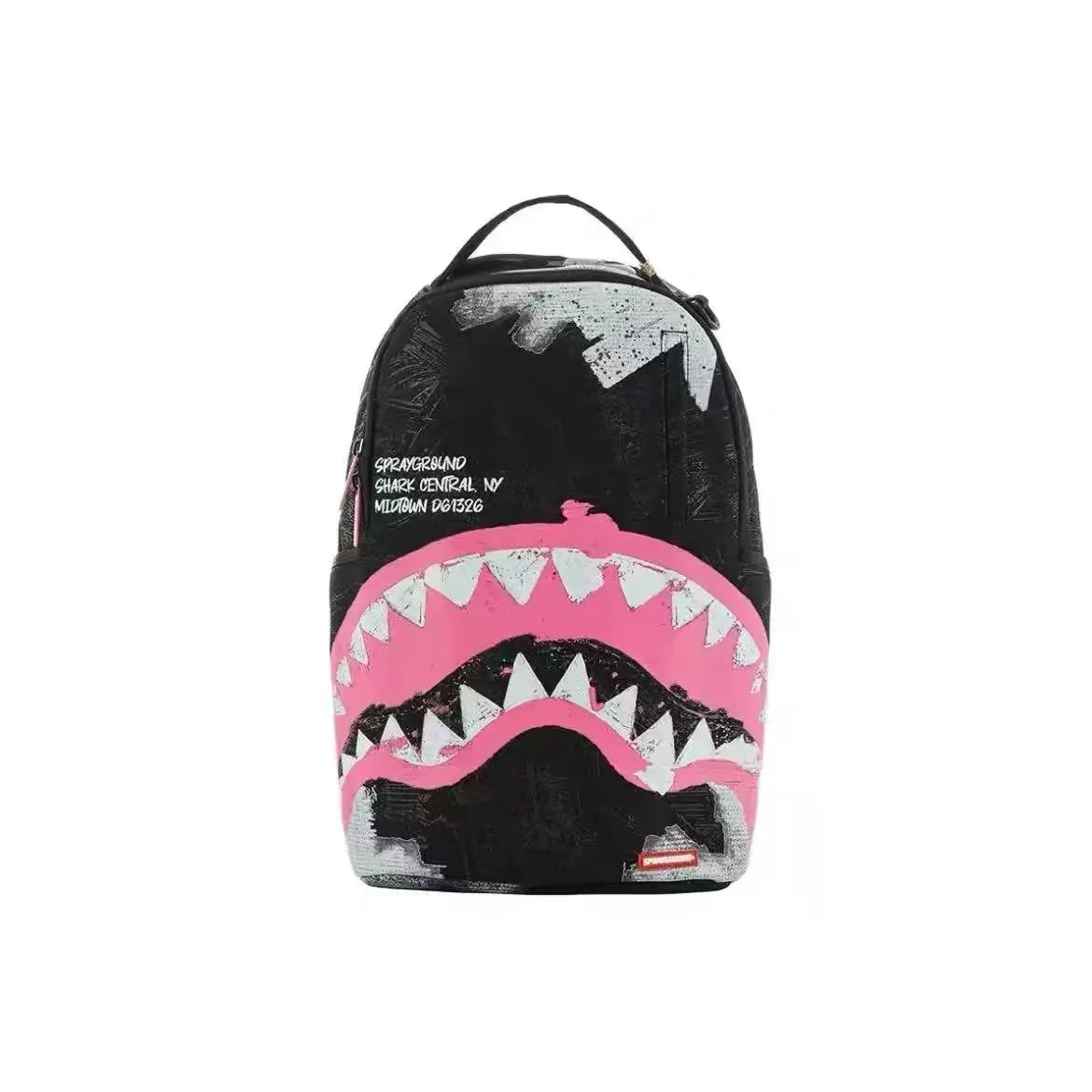 Sprayground Shark Central Backpack - Bold Pink Teeth Shark Graphic, Graffiti - Inspired Streetwear Backpack for Men & Women, Durable School & Urban Style Bag