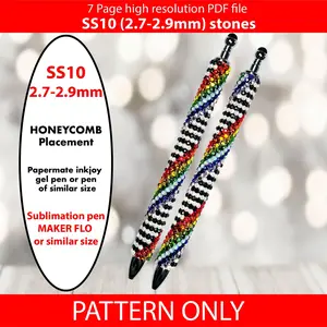 SS10 (2.7-2.9mm) Black and White Rainbow Twist bling pen,bling pen template,Rhinestone pen pattern,Graph template,Rhinestone template,diy,dotz,nightime hearts, heart bling pen, bling pen wraps, pen sublimation wraps