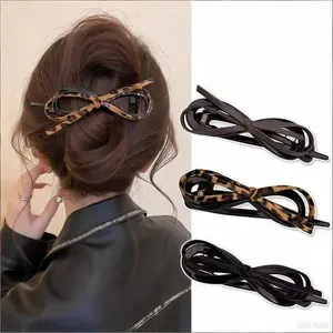 Elegant Leather Bow Twist Hairpin For Women Girls Sweet Hair Ornament Barrette Hair Clip Hairgrip Fashion Hair Accessories