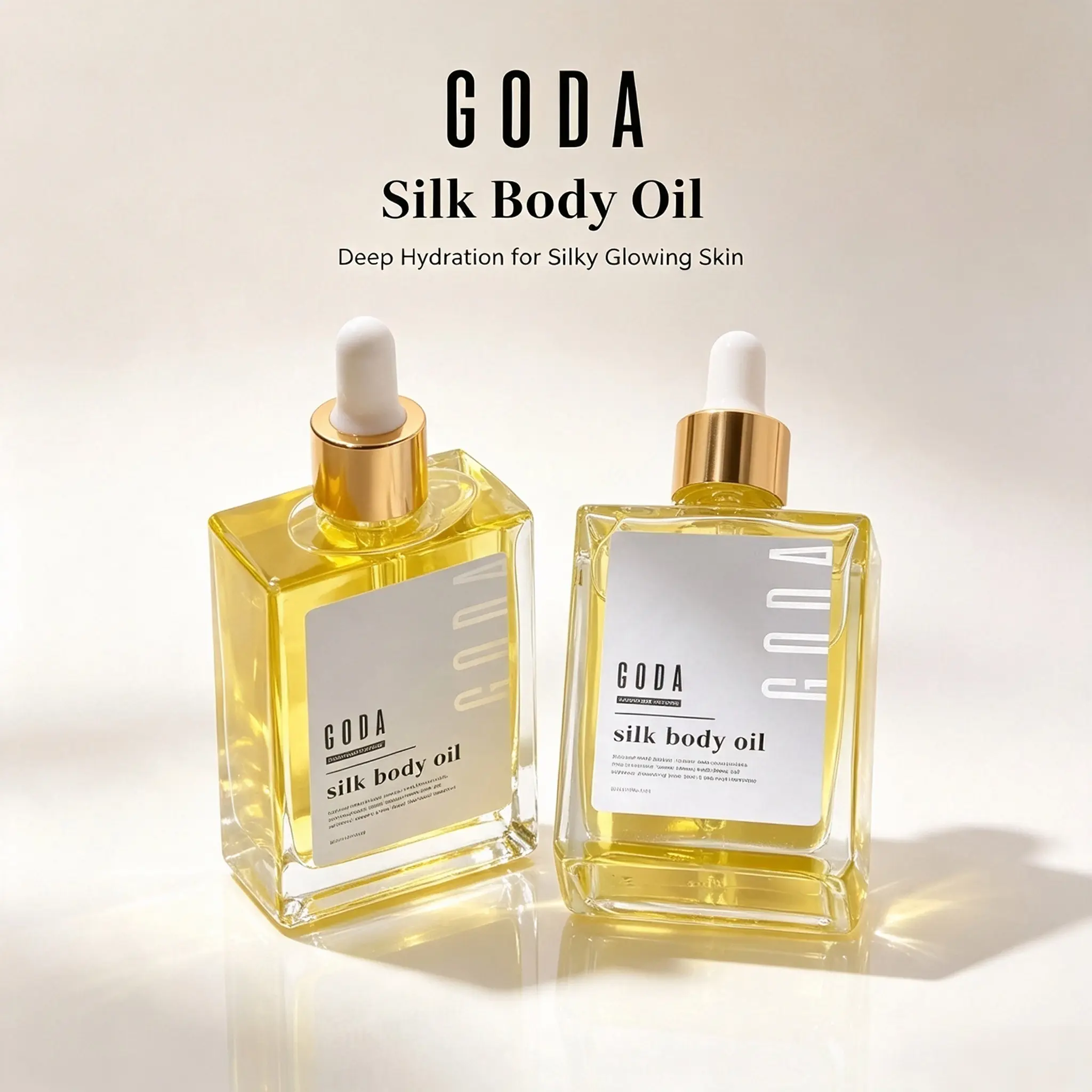 GODA Silk Body Oil(50 ml), Hydrating Body Moisturizer Oil With Jojoba Argan & Almond Oil, Non‑Greasy Nourishing Body Serum For Dry Rough Skin, Silky Glowing Skin