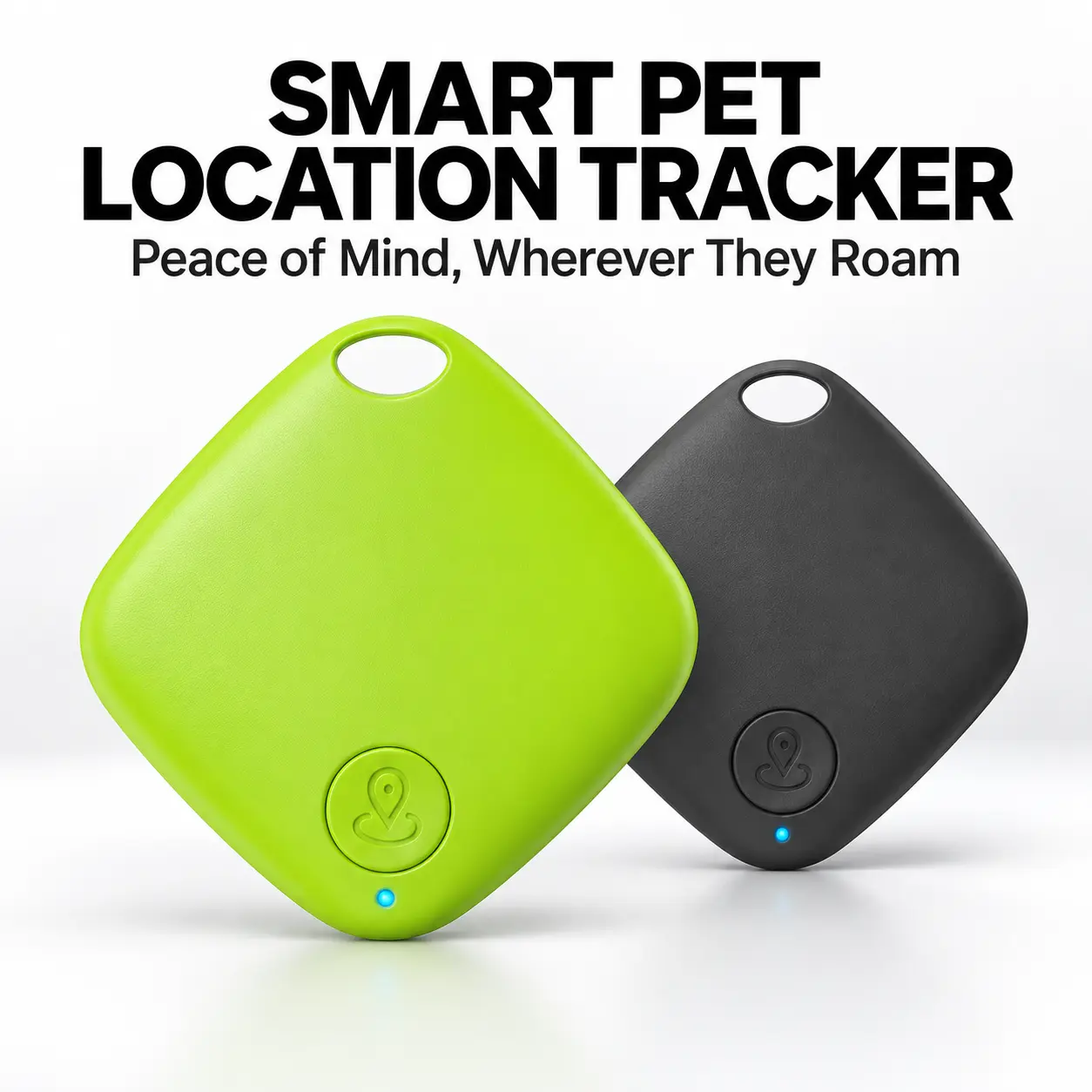 Pet GPS Location Tracker for Dogs & Cats, Green & Black Collar Accessory, Audible Alert, Compact Fit, Lightweight, iOS/Android Compatible, Peace of Mind for Roaming Pets