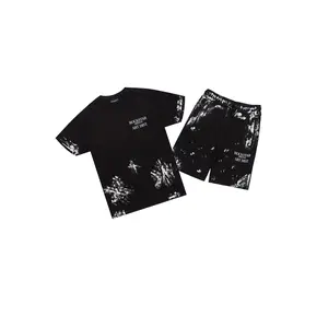 Fillip Black/White T-Shirt/Raw Edge Short Set