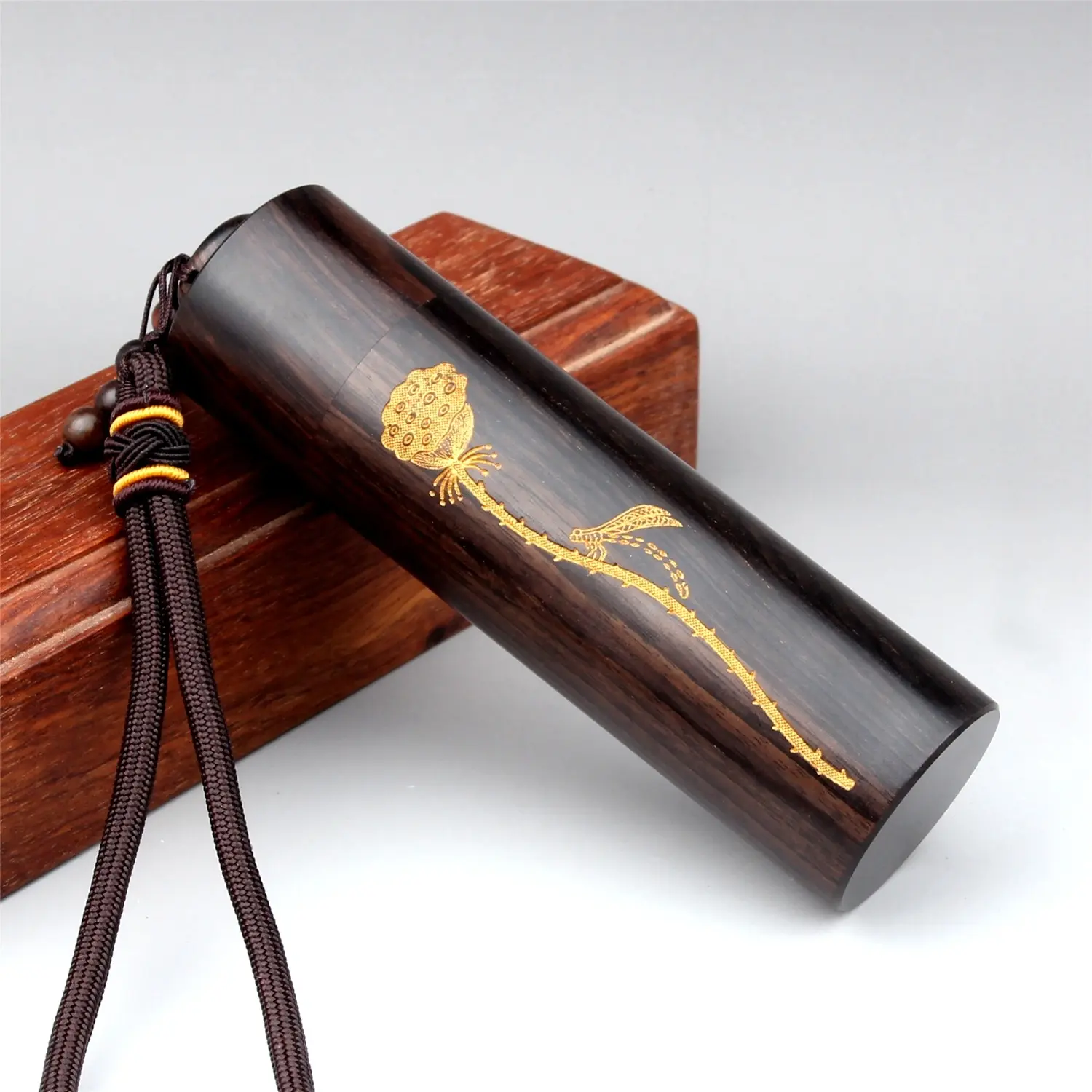 Artisan Crafted Antique Round Rosewood Chinese-Style Organiser Pouch with Lid - Smooth Leakproof Home Storage Box, Premium Traditional Wooden Case, Natural Signature, Travel Storage for Toothpicks, Cotton Swabs