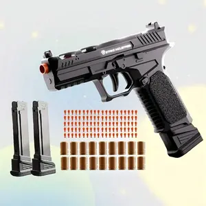 New SIG17 Soft Bullet Toy Gun, With 12 Shell Casings, 120 Bullet & 2 Mazine - Single Ejection Shell, Continuous Fire, Hollow Point Pistol, Toy Foam Bullet Gun, Outdoor Sports Shooting Game