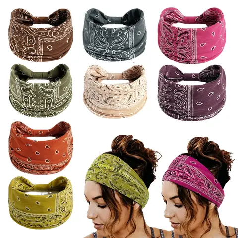 Latin Boho Headbands for Women 6pcs Set Soft Non-Slip Perfect for Yoga Festivals Travel Stylish Retro Hair Wraps for Curly or Thick Hair Vibrant Colors Free Spirited Design