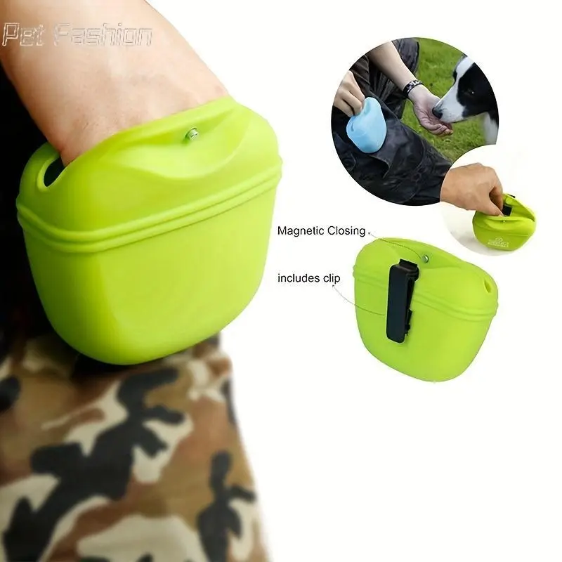 Pet Silicone Dog Food Bag Outdoor Portable Dog Training Aid Dog Walking Feeding Waist Bag Snack Bag Pet Supplies, Convenient Dog Training Bag with Snack Bag and Food Dispenser