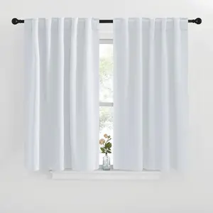 NICETOWN Short Curtains for Small Window - (Cloud Grey Color) W42 Wide， 2 Pieces， 40 inches Length Curtains， Modern Design Thermal Privacy Protection Window Treatment Drapes/Draperies for Bedroom