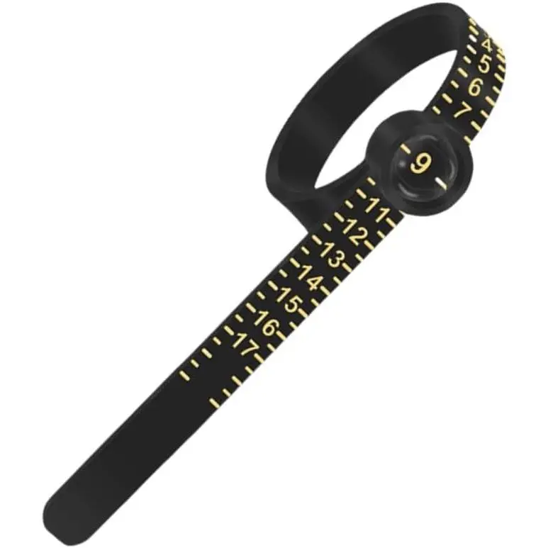 Modern Synthetic Ring Sizer Gauge with Magnifying Lens, Flexible Unisex Finger Measuring Tool for Accurate US Sizes 1-17, No, Flexible Ruler