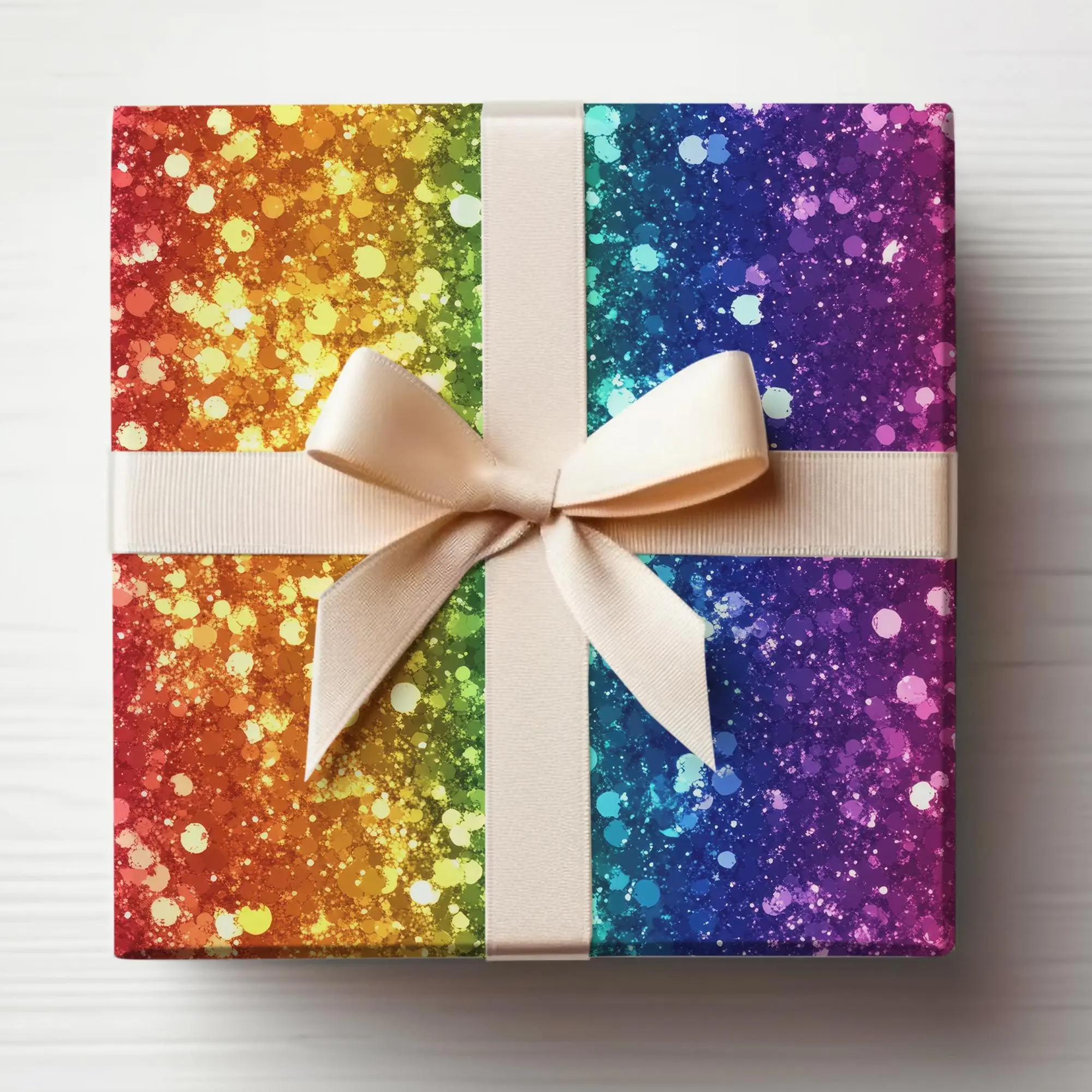 Rainbow Glitter Wrapping Paper Roll Rainbow Sequins Wrapping Paper Roll Metallic Rainbow Shimmery Wrapping Paper Roll
