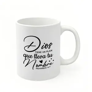 Spanish Bible Verse Curved Text Ceramic Mug (11oz, Multi - Color), Ideal for Family Gatherings, Mother's Day & Daily Use. Perfect Gift for Coffee, Pet (Dog/Cat), Music/Movie/Book Lovers