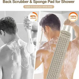 Exfoliating Back Scrubbing Towel for Men & Women, Large Bath Exfoliator (36.5x4.5 Inches), Gentle Body Care Tool for Smooth Skin
