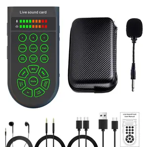 Handheld Live Streaming Sound Card Set, Microphone Kit with Voice Changer, Portable Audio Mixer for Podcasts, Broadcasting, Singing, Gaming, Live Sound Cards