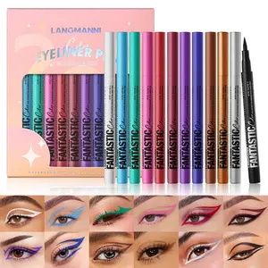 LANGMANNI Twelve Color Eyeliner Pencil Set, Single Pack, Matte Quick-Dry Anti-Fading, Liquid Form, Non-Flammable, No Alcohol or Aerosol