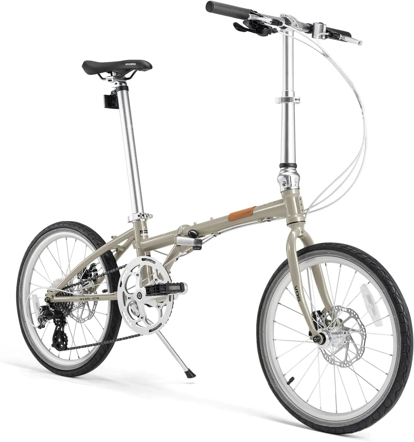 ROCKBROS VDS 20 Inch Folding Bike for Adults 26lb Lightweight Shimano 8-Speed Disc Brakes Portable Commuter City Bike with Retro Style Frame