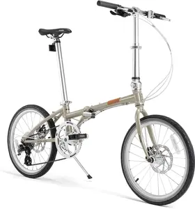 ROCKBROS VDS 20 Inch Folding Bike for Adults 26lb Lightweight Shimano 8-Speed Disc Brakes Portable Commuter City Bike with Retro Style Frame