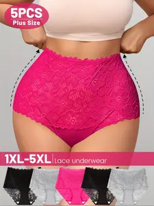 Women's Lace Underwear Set, High Waist Slimming Design, Comfortable Breathable Fabric, Perfect for Daily Wear & Casual