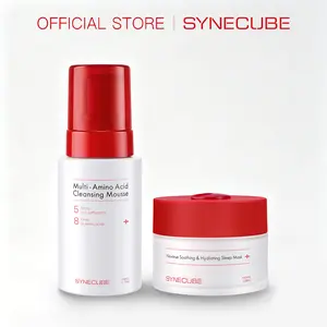 [Synecube] Ginseng/Ectoin Night Bedtime Cleanse and Skincare Dou - 5+8Amino Acid Facial Cleansing Mousse & Ginseng Saponins Soothing Hydrating Sleep Mask, Deeply Soothing and Hydrating, Makeup Remover, Skin Repair, Gentle Low-Irritating for All Skin Type