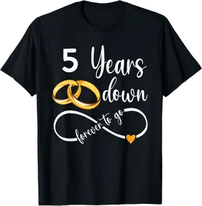 5 Years Down Forever To Go Couple 5th Wedding Anniversary T-Shirt - Stephengriff Shop 94B0C7N7XL47