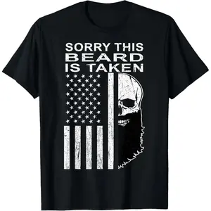 Sorry, This Beard Is Taken - American Flag Skull Bearded Gift T-Shirt