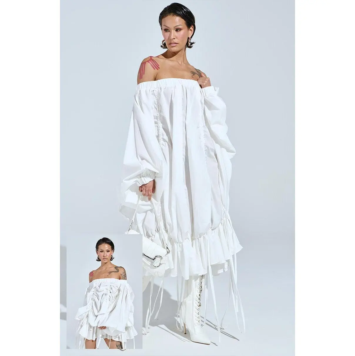 FREE AS CAN BE MINI DRESS IN WHITE