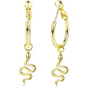 ZELORES 1Pair Small Gold Hoop Earrings for Women Men Sterling Silver Post Snake Bee Cross Pearl Earring Lightweight Gold Huggie Hoop Earring