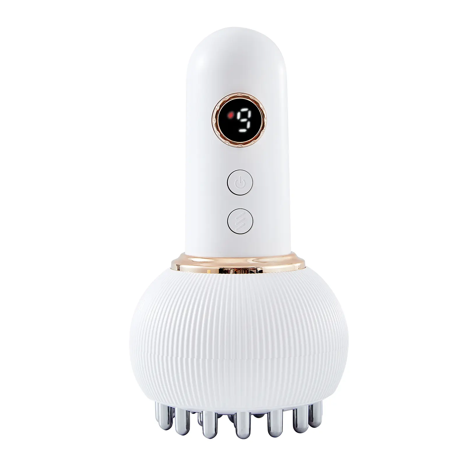 Professional Handheld Thermal Vibration Massage Device - Rechargeable USB-Port Home Lymph Drain Tool, Lightweight for Neck, Back, Knee, Ft & Whole Body Circulation Care, Portable White Gift