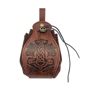 Viking Style Medieval Vintage PU Leather Waist Bag, Retro Design, Durable Material, Perfect for Everyday Use