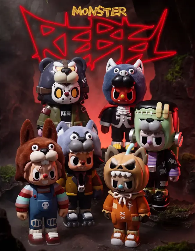 REBEL BEAR Monster Collectible Figure Set, Sealed Hobby Box Blindbags, 6+1 Hidden Characters, Random Surprise Set with Character Art, Easter Eggs: Rebellious Strike (Ages 6+)