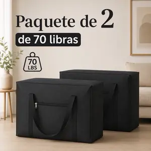 Extra Large 70LB Capacity Travel Storage Bags – Pack of 2 .paquete de 2 maletines con capacidad hasta 70 lbs cada uno