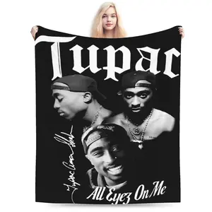 Tupac Shakur Inspired Collection Blanket - Iconic Signature Style Pattern, Versatile Home Decor Gift for Fans, Modern Design