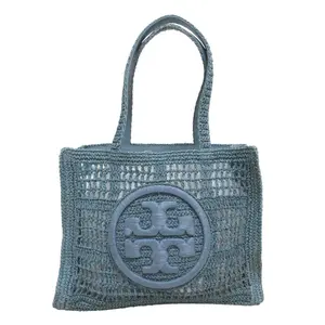 Pre-owned Tory Burch Straw Tote Bags Ella Hand Crochet Paper Raffia Leather Tote Bag