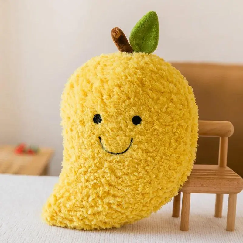 Kawaii 10 Styles Fruit Plush Dolls - Unisex Carrot, Pineapple, Watermelon, Banana, Peach, Mango, Lemon Designs - No Battery Needed Plush Fabric Toys for Decorations