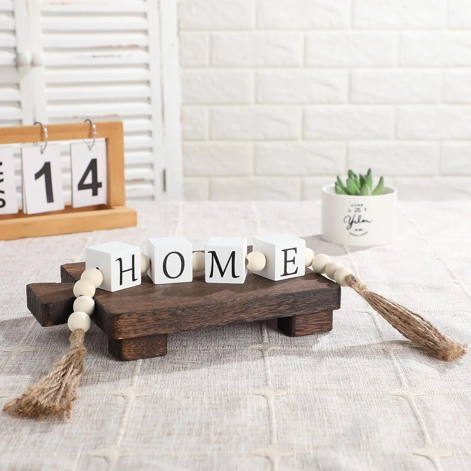 Wooden Bead Garland, Boho-Style Wooden Bead Garland with Tassel, Home Decor, Boho Wall Decor for Living Room Bedroom, Vanity Decor Accessories, Ornaments, Home Hanging Decoration, Decorative Hanging Piece