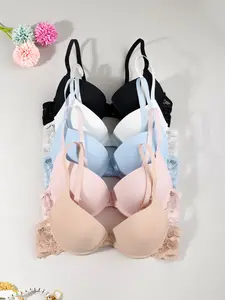 5 Pack Women's Push Up Side Support Bras, Wirefree Seamless Back Smoothing Minimizer Bra For Big Bust, Everyday Wear Underwear, Womenswear