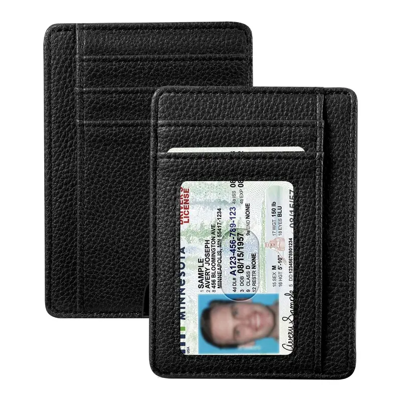 FINPAC Men's Compact Business Minimalist Slim Card Wallet - Anti-Theft RFID-Protected Contactless Card Holder, 7-Slot with ID Window, Men's Compact Wallet Accessory, Rfid Protected Wallet