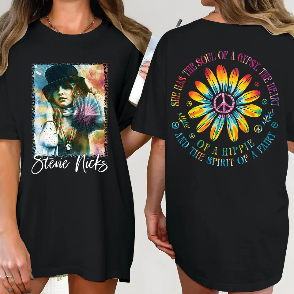Stevie Nicks She Has the Soul of a Gypsy Tie Dye T-Shirt, Boho Hippie Spirit Tee, Free Soul Women's Shirt, Casual, Short Sleeve, Retro 70s Classic Rock Apparel - Womenswear, Top