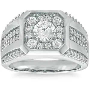 2Ct TW Men's Diamond Ring 14k White Gold Lab Grown Wedding Anniversary Band