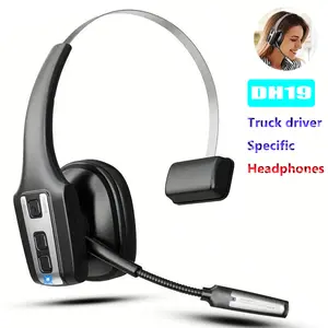 DH19 Trucker Bluetooth Headset Wireless with Dual Noise Cancelling Microphone Mute Button 55Hrs Battery Time PC Cellphone Compatible Audio Earbuds IPX5 Waterproof blutooth  headset  228 Headphone