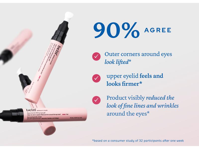 belif Aqua bomb lifting eye gel Retinol + Collagen + Peptide for Firming & Plumping | Hyaluronic Acid for Glowy Hydration | Niacinamide for Dark Circles | Korean Skin Care treatment, comfort, skincare, under eye serum, eye cream