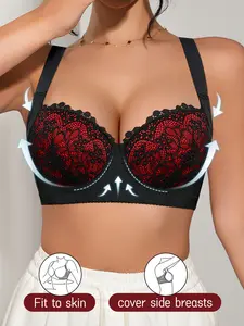 5pcs Elegant Lace Bra Set for Women, Adjustable Design, Strong Lift, Breathable Support, Five Color Options, Daily Wear