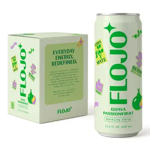 FLOJO Starter Pack (Guava Passionfruit) 12 cans - Smooth Clear Everyday Energy with Natural Yerba Mate & Functional Mushrooms