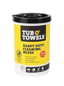 Tub O' Towels TW90 Heavy-Duty 10" x 12" Size Multi-Surface Cleaning Wipes, (10" x 12" wipes) Per Canister, Pack of 1, 90 Count Total