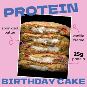 OnGo Birthday Cake Protein Cookies – 25g Protein, 6(3.8oz Each) |   Individually Wrapped Workout  Travel Treats