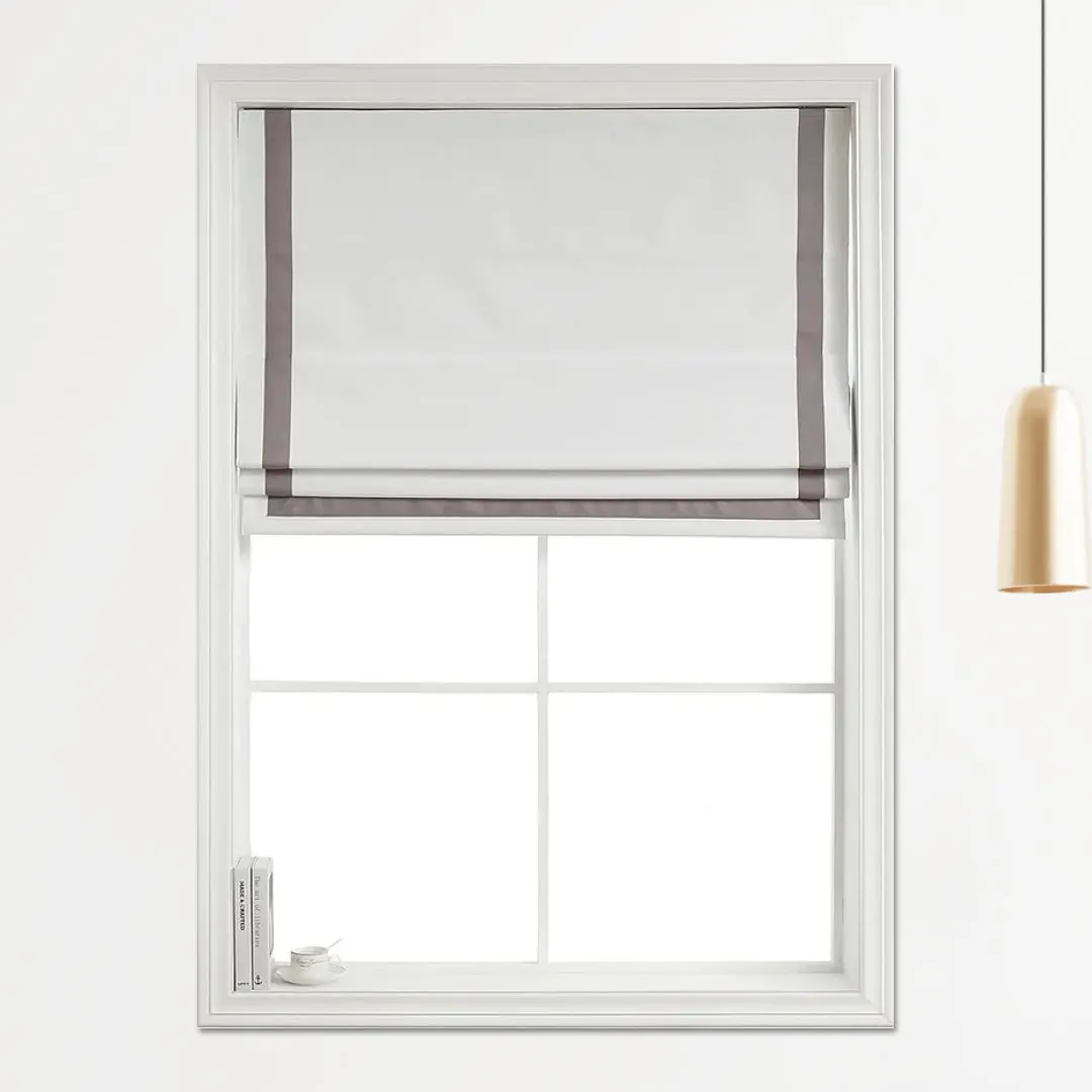 Polyester Greenwich 100% Blackout Roman Shade with Ribbon Border
