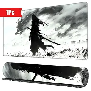 BHJLAXR Japanese Samurai & Dragon Pattern Mouse Pad, 1 Count Rectangle Gaming Mouse Pad, Made For Gaming, Non-slip Rubber Base Mousepad, Office Desk Keyboard Mouse Mat for Home Office Game Room Desk