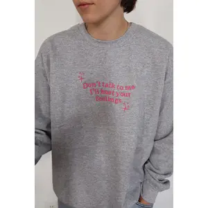 Embroidered 'Don't Talk To Me I'll Hurt Your Feelings' Hoodie or Crew Neck, Long Sleeve, Classic fit, Unisex, Adult