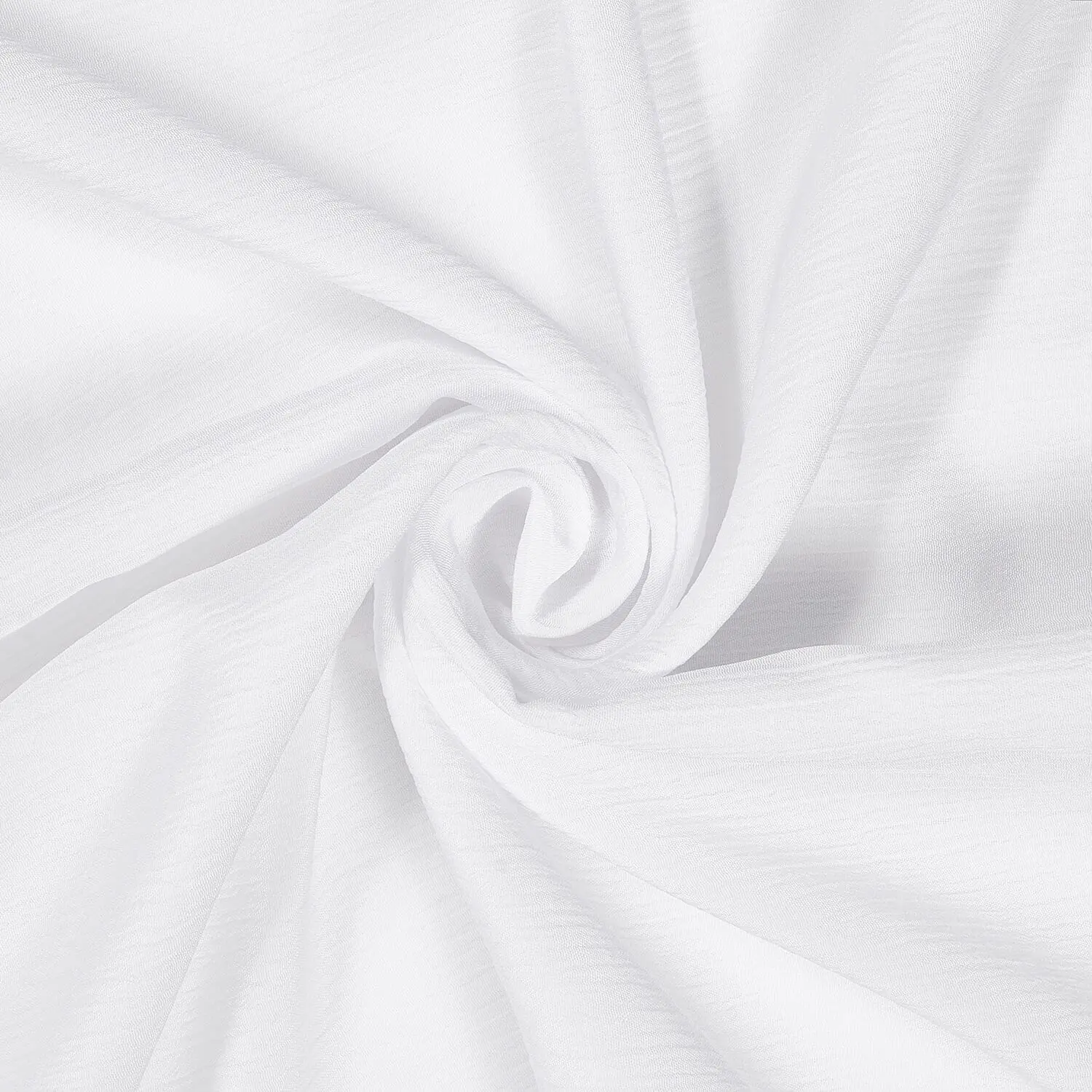 Ingrid Crinkle Polyester Fabric—White Color—Width 58|60 Inches—Smooth Finish—Attractive Sheen—Available by the Yard